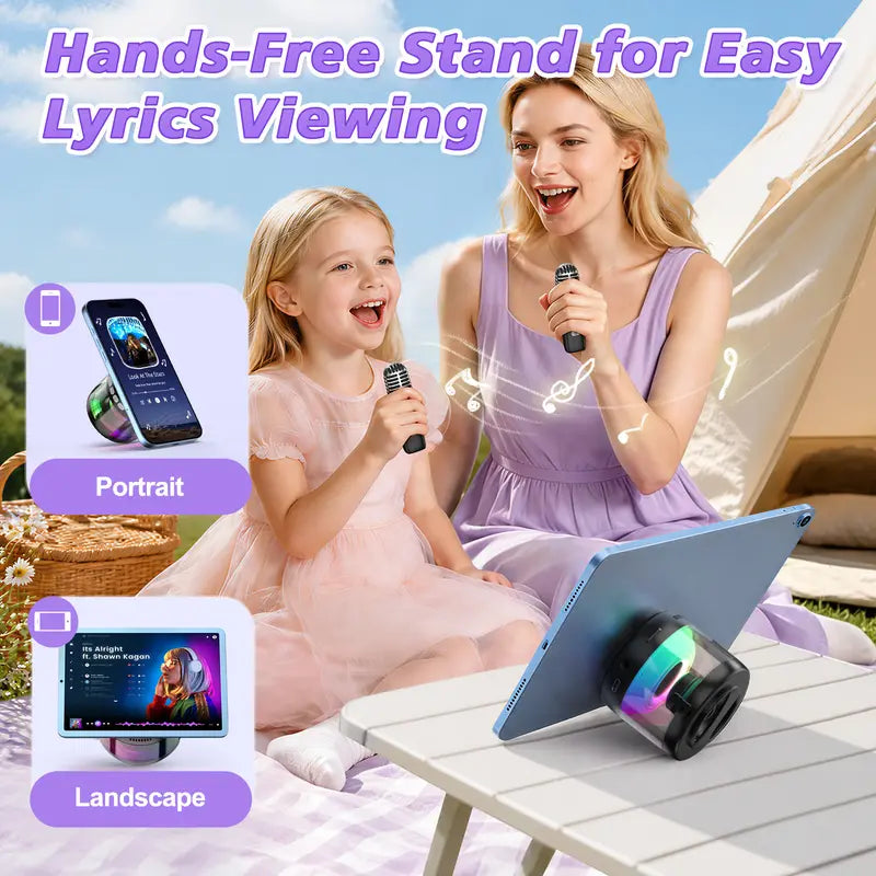 K22 Mini Bluetooth Karaoke Machine with Magnetic Phone Stand for Kids & Adults
