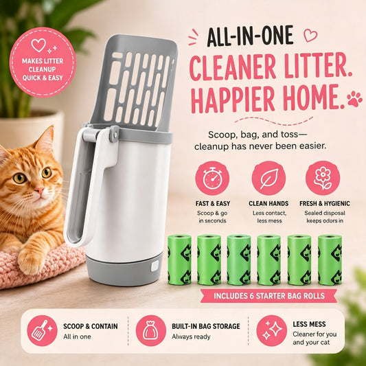 The Mess-Free Cat Litter Scoop - Cat Litter Scoop with Holder,2 in 1 Cat Scoop
