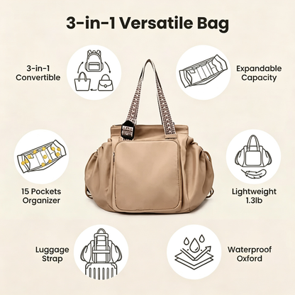 3-in-1 Convertible large capacity tote bag