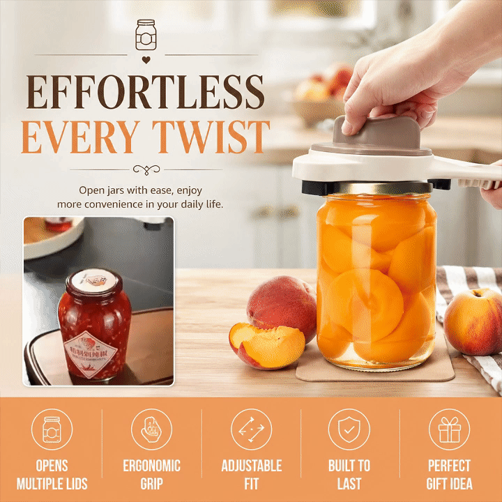 4-in-1 Adjustable Stainless Steel Jar Opener for Seniors & Arthritis