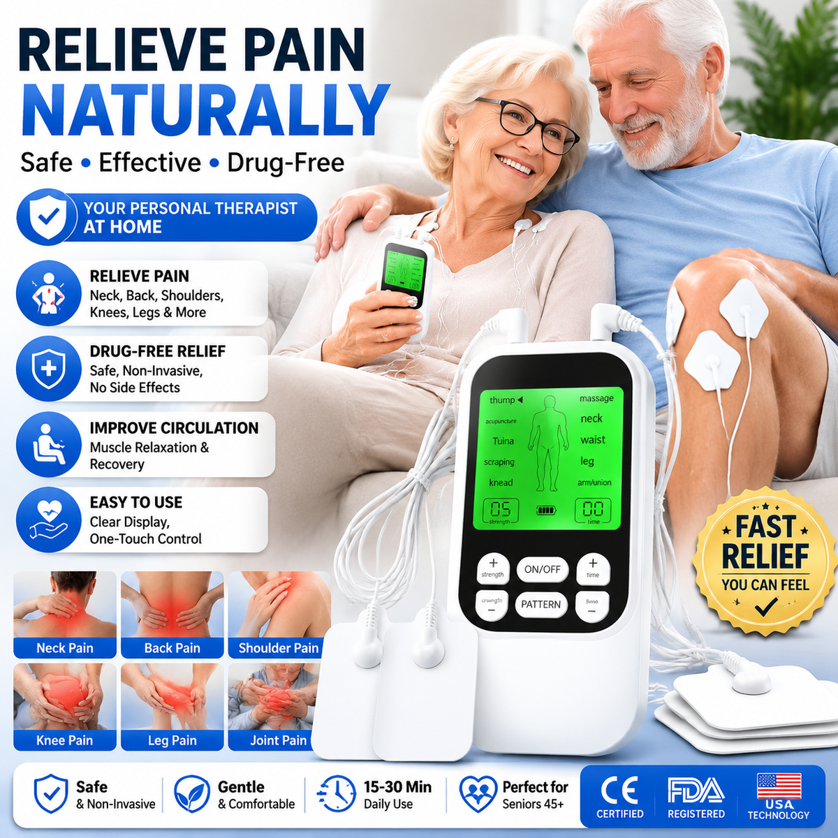 🙆‍♂️💪Rechargeable Muscle Stimulator Massager, 10 Modes 30 Intensity Levels TENS Unit with 10 Pads