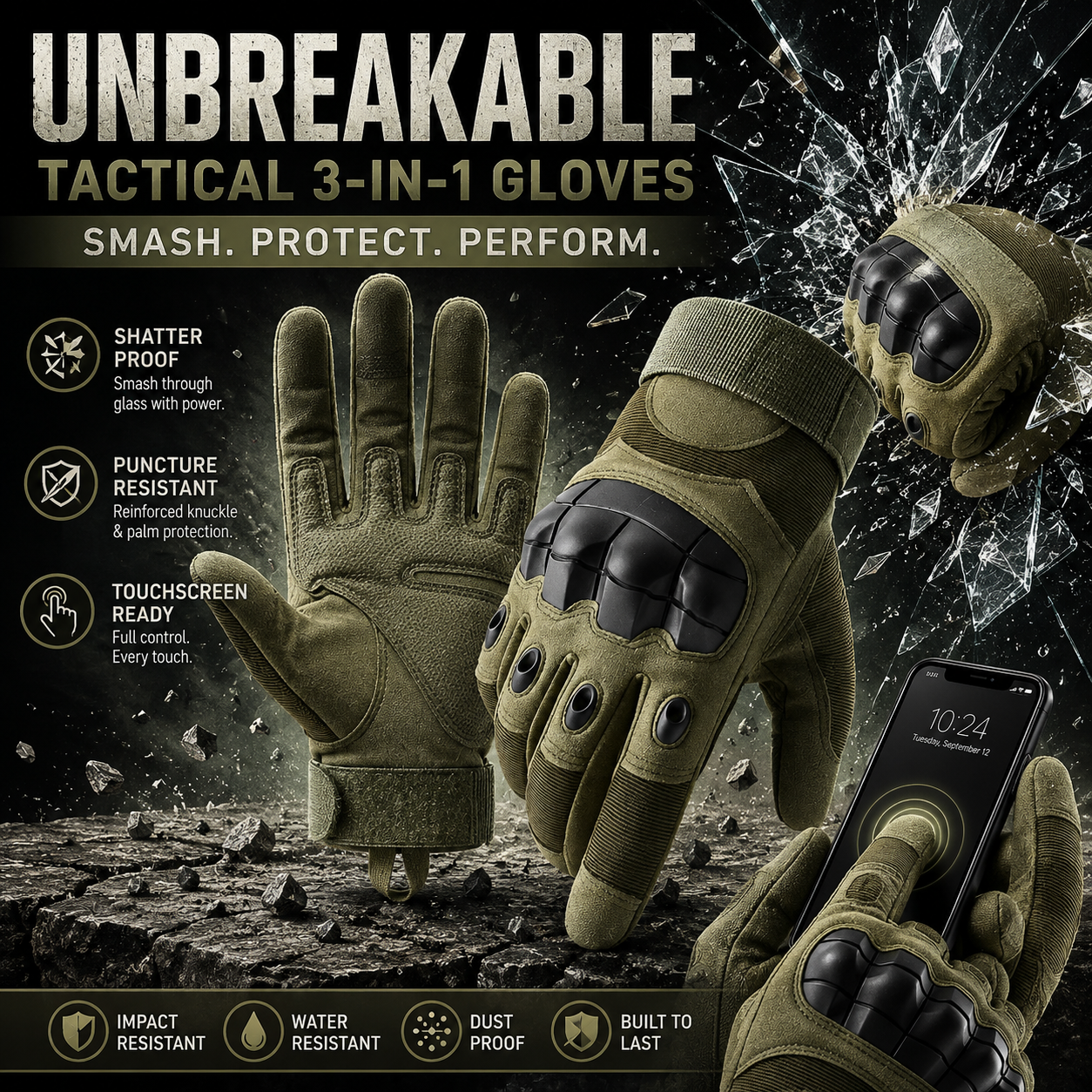 Multi-Purpose Protective Gloves –Reinforced Impact Protection, Touchscreen & Heavy-Duty Work Gloves