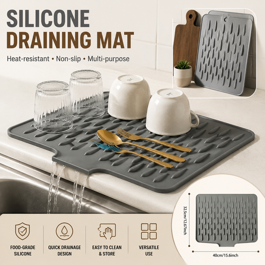 No-Spill Silicone Worktop Saver – Heat-Resistant & Non-Slip Mat for Drip-Free Drying