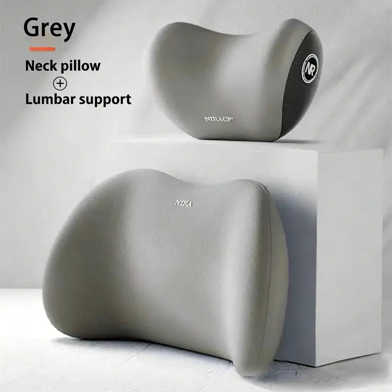 Car Driving Car Pillow Set Neck and Waist Black Foam Neck Pillow Memory Lumbar