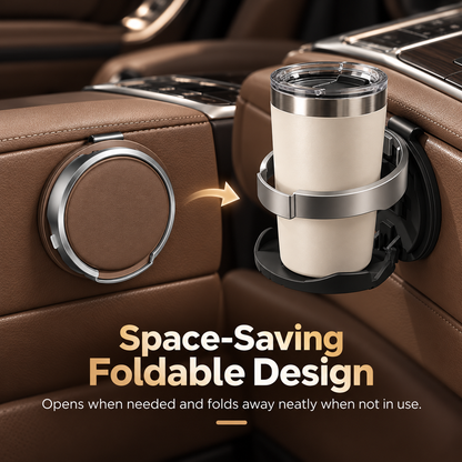 🚗 Universal Foldable Car Cup Holder with Hook – Space-Saving Drink Organizer for Bottles, Coffee Cups & Tumblers ✨