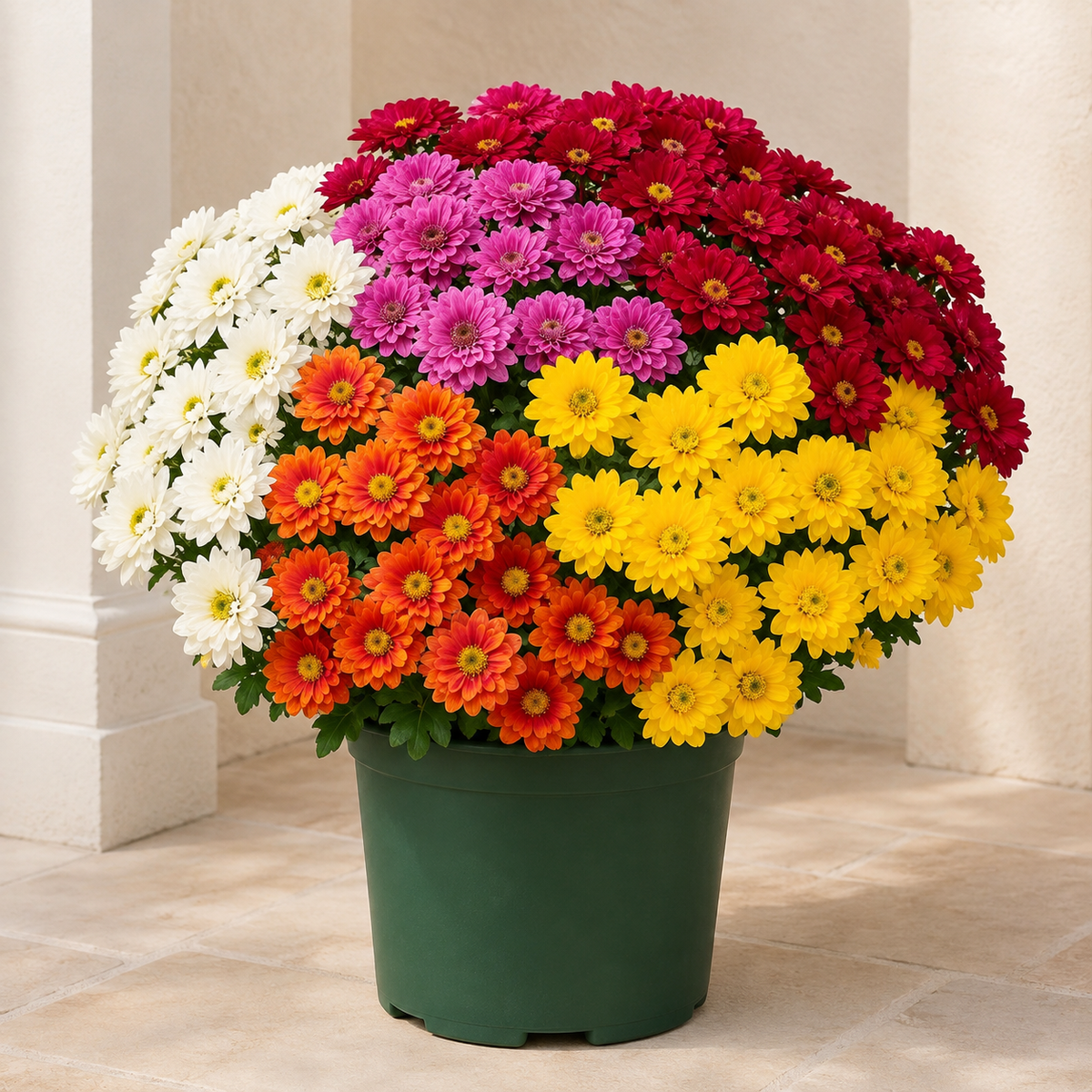🌼 Artificial Outdoor Sunset Mums Flowers - UV resistant, Waterproof, Windproof