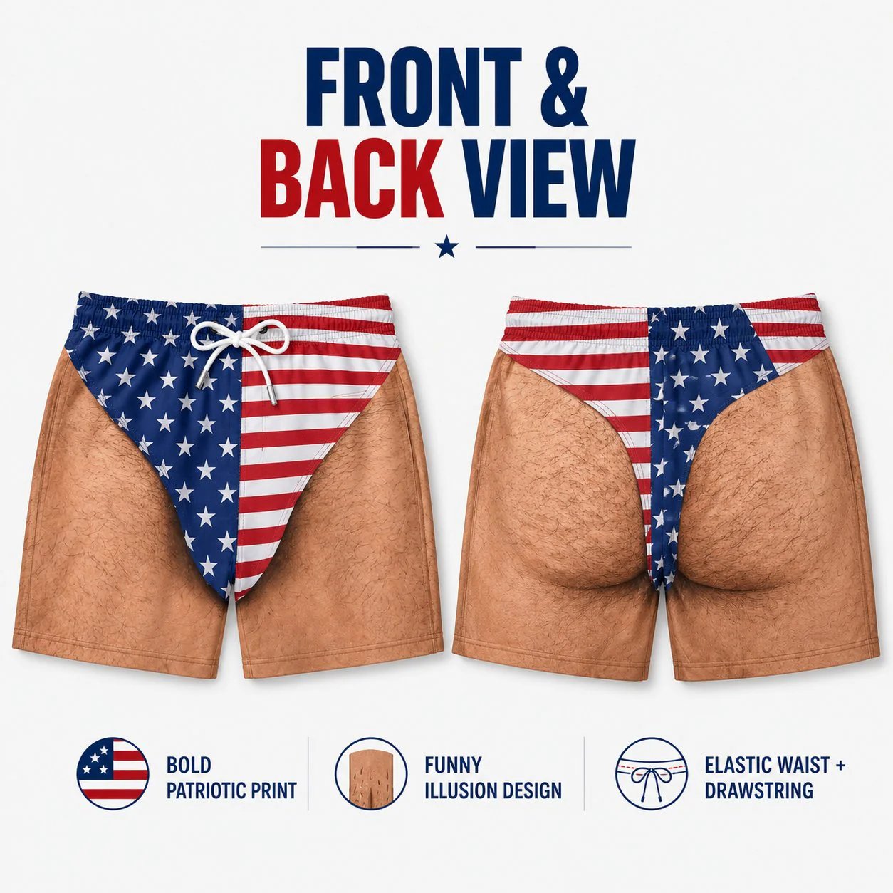🏖️ Funny Patriotic Men's Swim Trunks| 🌊Freedom & Chill Beach Shorts