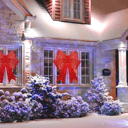 🎄Giant Lighted Christmas Bow – Red LED Outdoor Decoration with 8 Modes & Timer