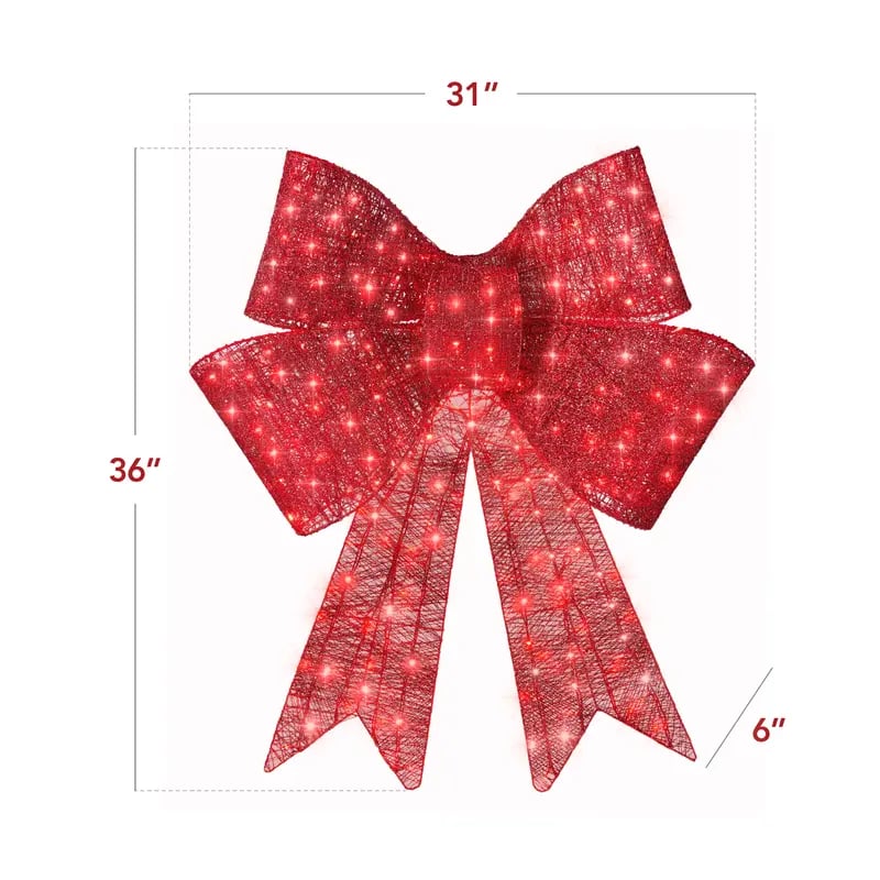 🎄Giant Lighted Christmas Bow – Red LED Outdoor Decoration with 8 Modes & Timer