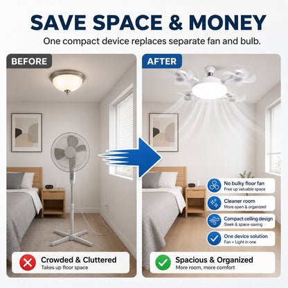 2-in-1 Screw-In Ceiling Fan Light – Remote Controlled LED Socket Fan