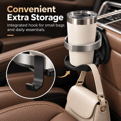 🚗 Universal Foldable Car Cup Holder with Hook – Space-Saving Drink Organizer for Bottles, Coffee Cups & Tumblers ✨