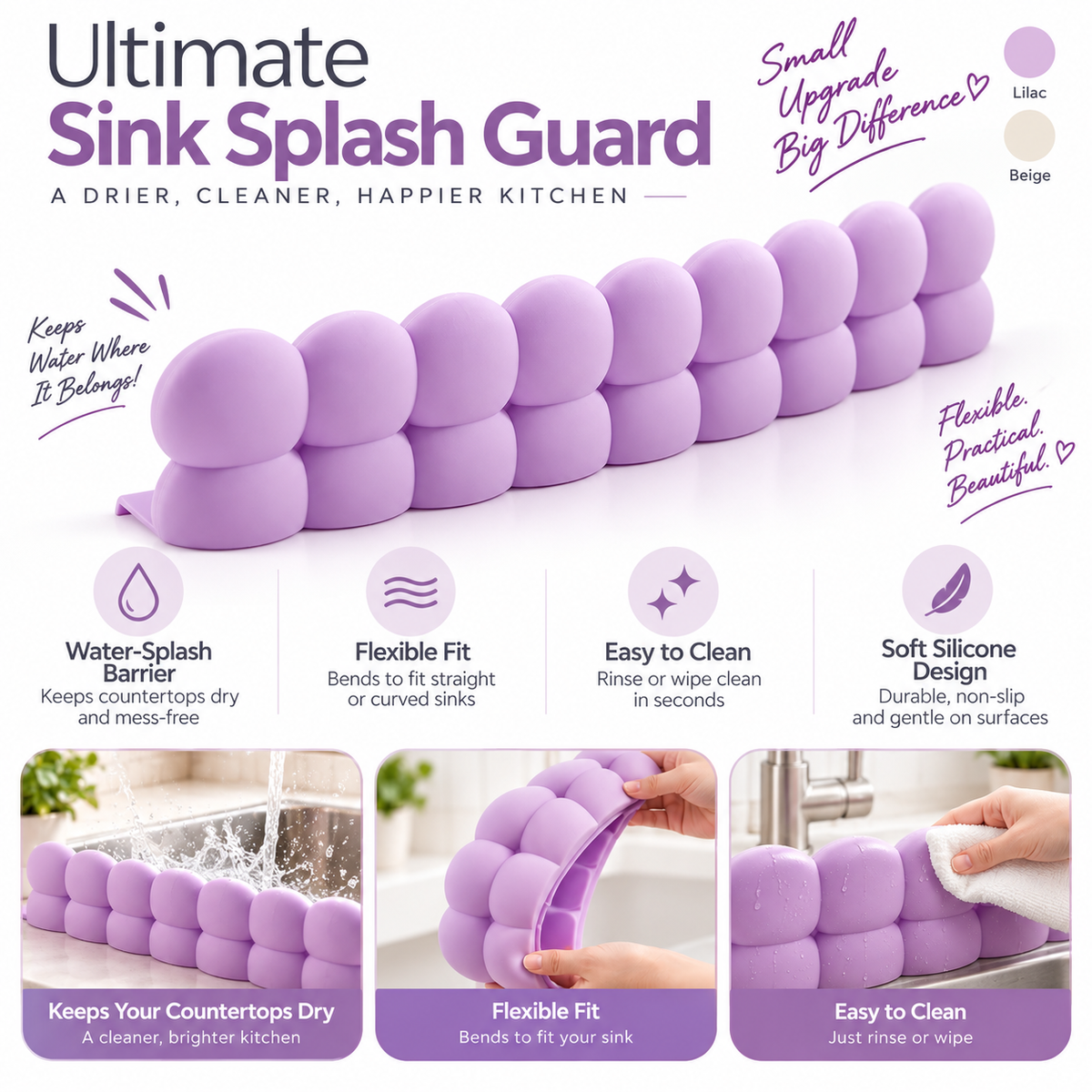 ✨Dopamine Silicone Sink Splash Guard