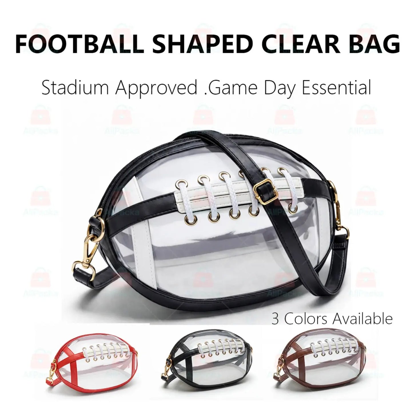 🏈 Game Day Favorite Clear Football Crossbody Bag with Adjustable Strap