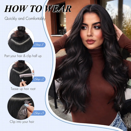Clip in Hair Extensions Synthetic Hair Extensions Long Layered Wavy Hairpieces Soft Clip Ins Full Head Hairpieces for Women