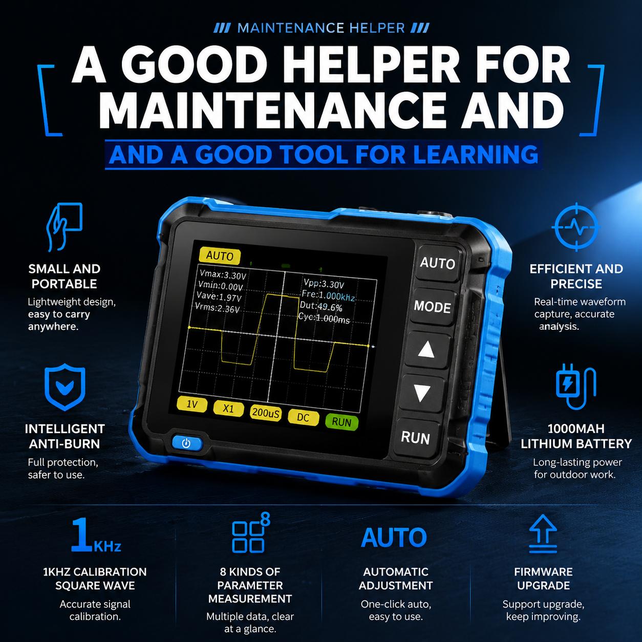 🚗 Pocket Digital Oscilloscope – Portable Signal Tester for Car Audio Tuning, Circuit Diagnostics & DIY Electronics ⚡
