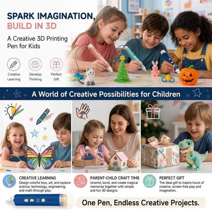 🖍️ 3D Paint Pen: Ergonomic Design, Smooth Drawing, Perfect DIY Gift for Kids