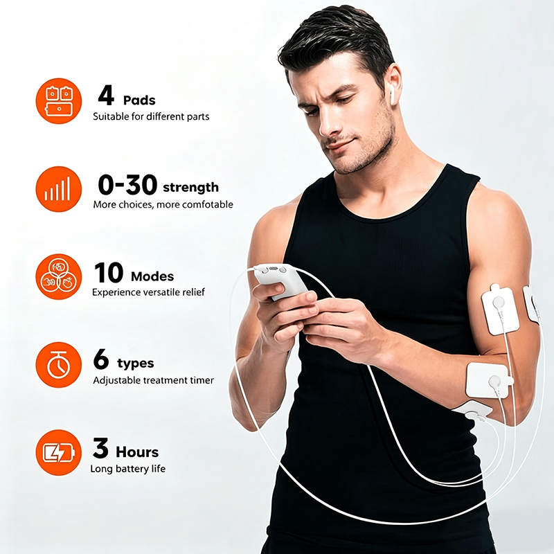 🙆‍♂️💪Rechargeable Muscle Stimulator Massager, 10 Modes 30 Intensity Levels TENS Unit with 10 Pads