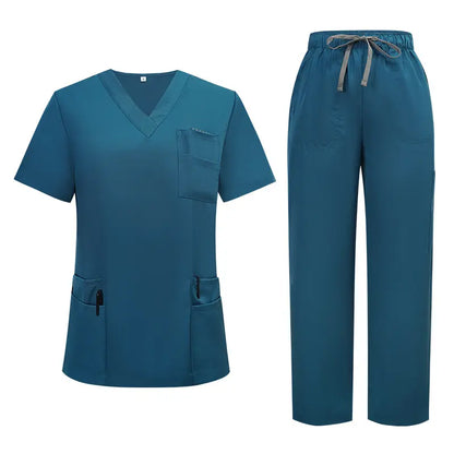 New Arrival Scrubs Sets for Women Medical Scrub Set (Top & Straight Leg Pants)