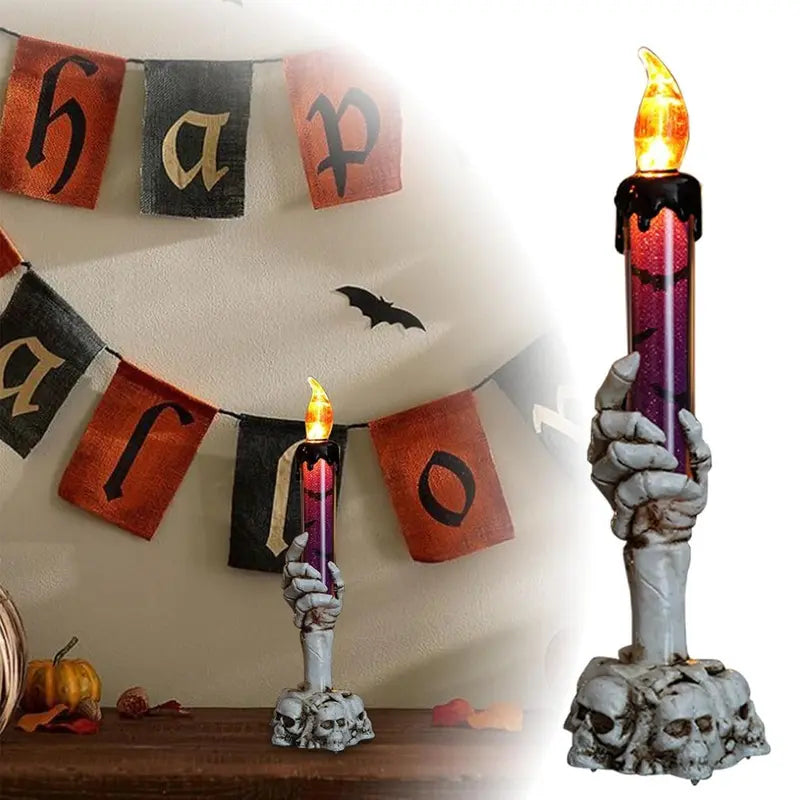 Halloween Vivid Resin Skeleton Hand Finger Candle Holders, 2026 Halloween Delicate Bar Home Party Desktop Tea Light Holders Decor