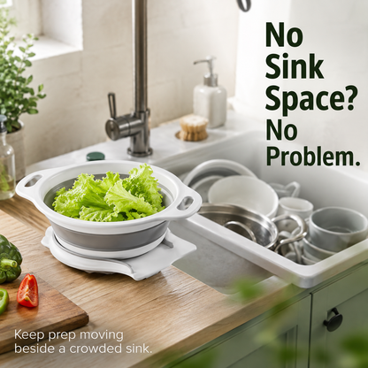 🥗 3-Piece Collapsible Colander Set – With Self-Draining Base Tray ✨