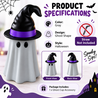 👻 Spooky Ghost Can Holder with Witch Hat Lid 🎃