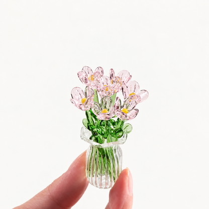 🌹Handcrafted Mini Glass Flower Set with Vase