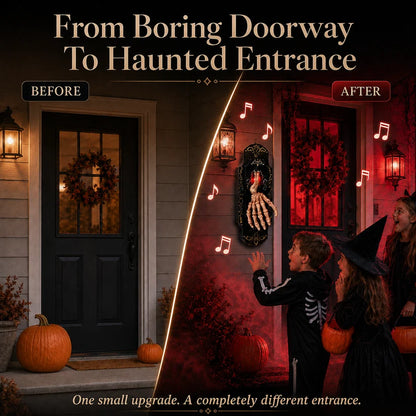 🕸️ Gothic Skeleton Hand Doorbell – Motion Activated Haunted Door Decoration💀🎃