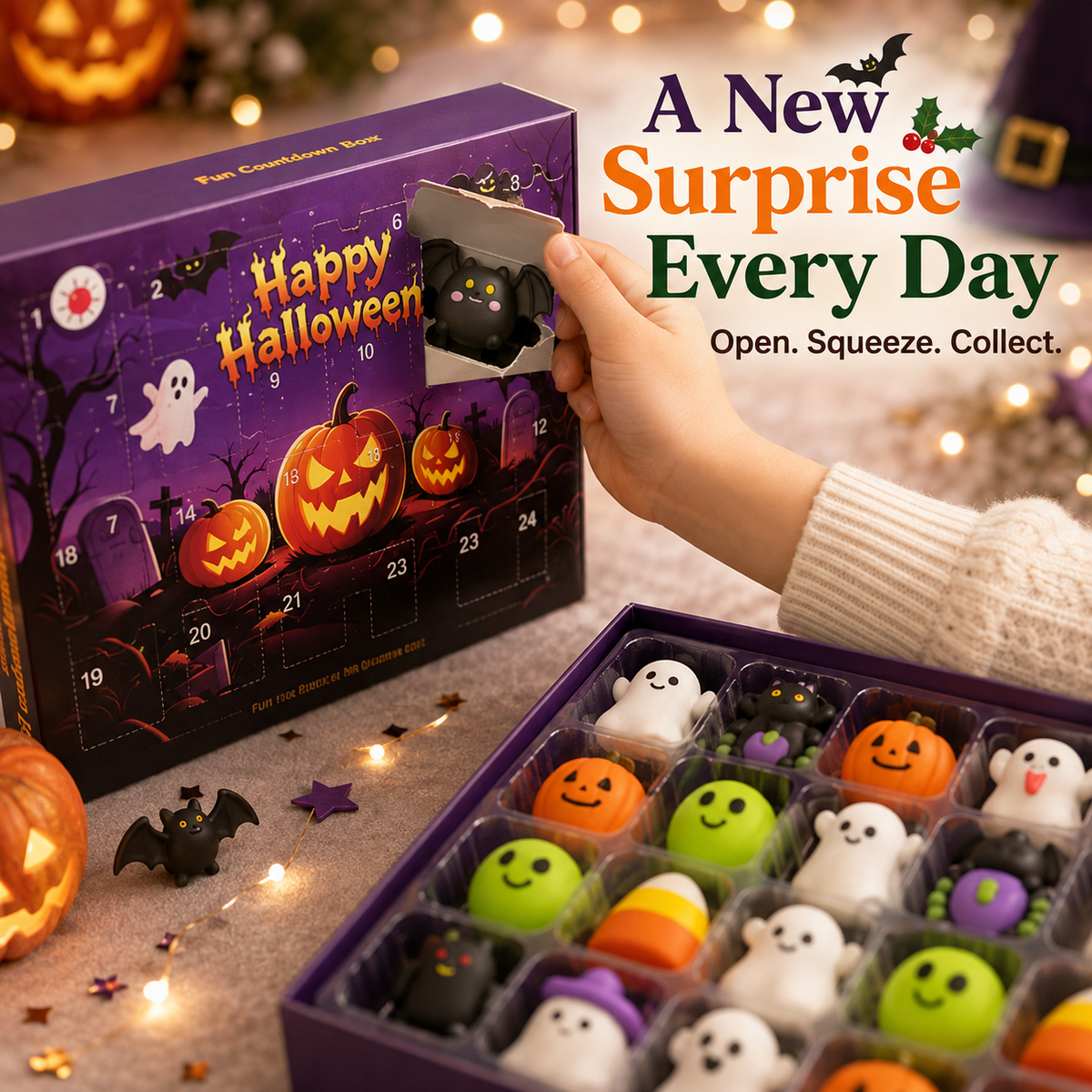 🎁 24 Days Holiday Squishy Advent Calendar – Halloween & Christmas Countdown Toys ✨