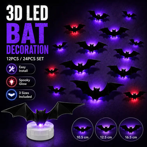 🔥 3D LED Bat Wall Decorations – 🦇 Create A Spooky Halloween Glow