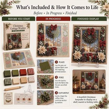 3D Christmas Fabric Poke Art Kit-Creative Christmas Decoration Gift for Adults