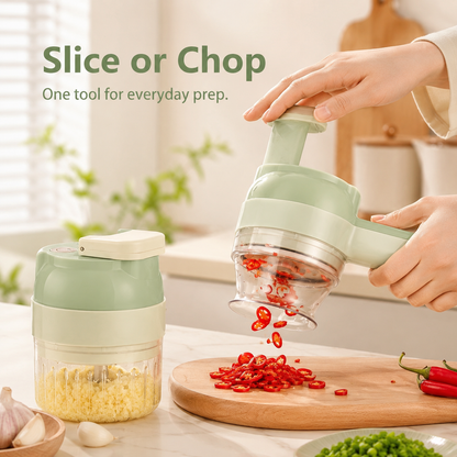 🧄 Handheld Electric Food Processor with Open Feed Chute & Dual Blades 🌶️