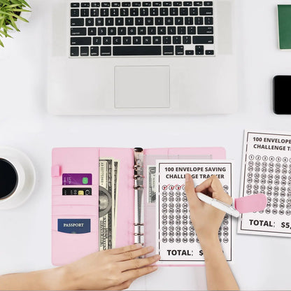 100 Envelopes Money Saving Challenge A5 Binder Pink