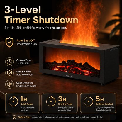 Colorful Fireplace Flame Humidifier Aromatherapy Diffuser with Remote and Timer for Home and Office