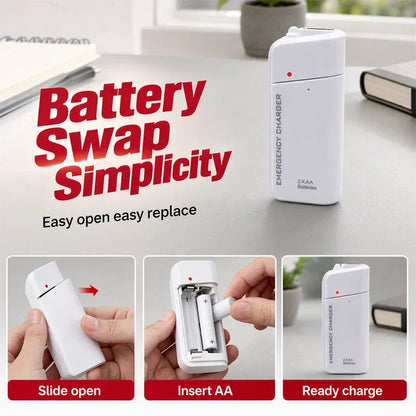 🔥😍Portable Emergency Phone Charger AA Battery Powered Power Bank with LED Flashlight