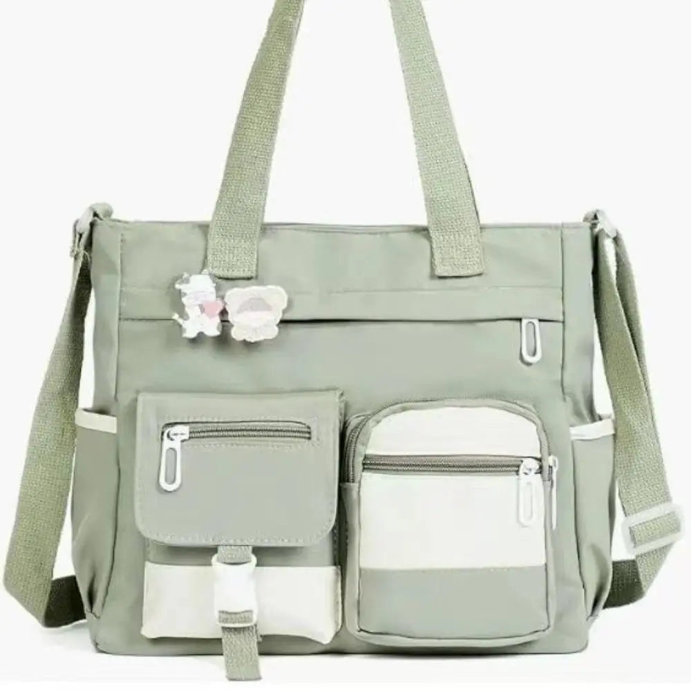 Canvas Tote Bag with Multi Pockets for Women