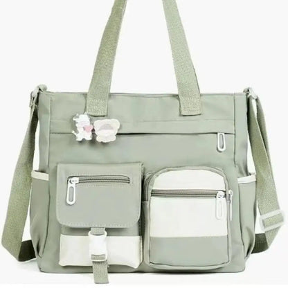 Canvas Tote Bag with Multi Pockets for Women