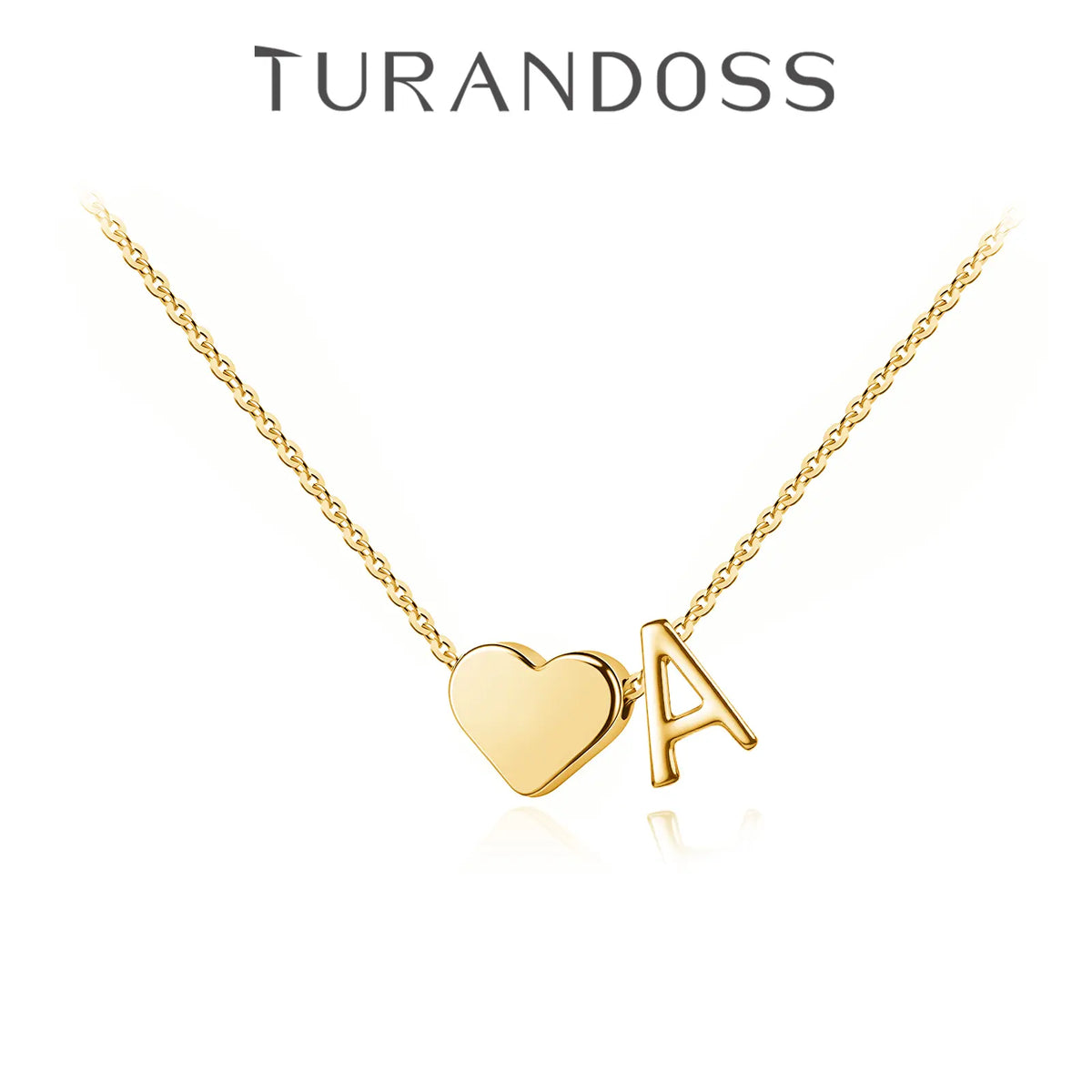 Turandoss Initial Heart Necklace for Women, Gold