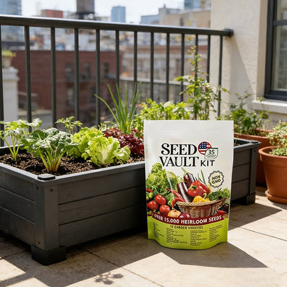 🌱35 Variety Heirloom Seed Vault Kit | 16,000+ Non-GMO Vegetable Seeds
