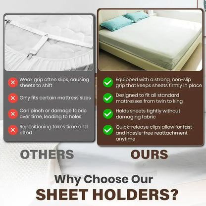 4-Pack Heavy Duty Bed Sheet Clips, Locking Mattress Corner Holders