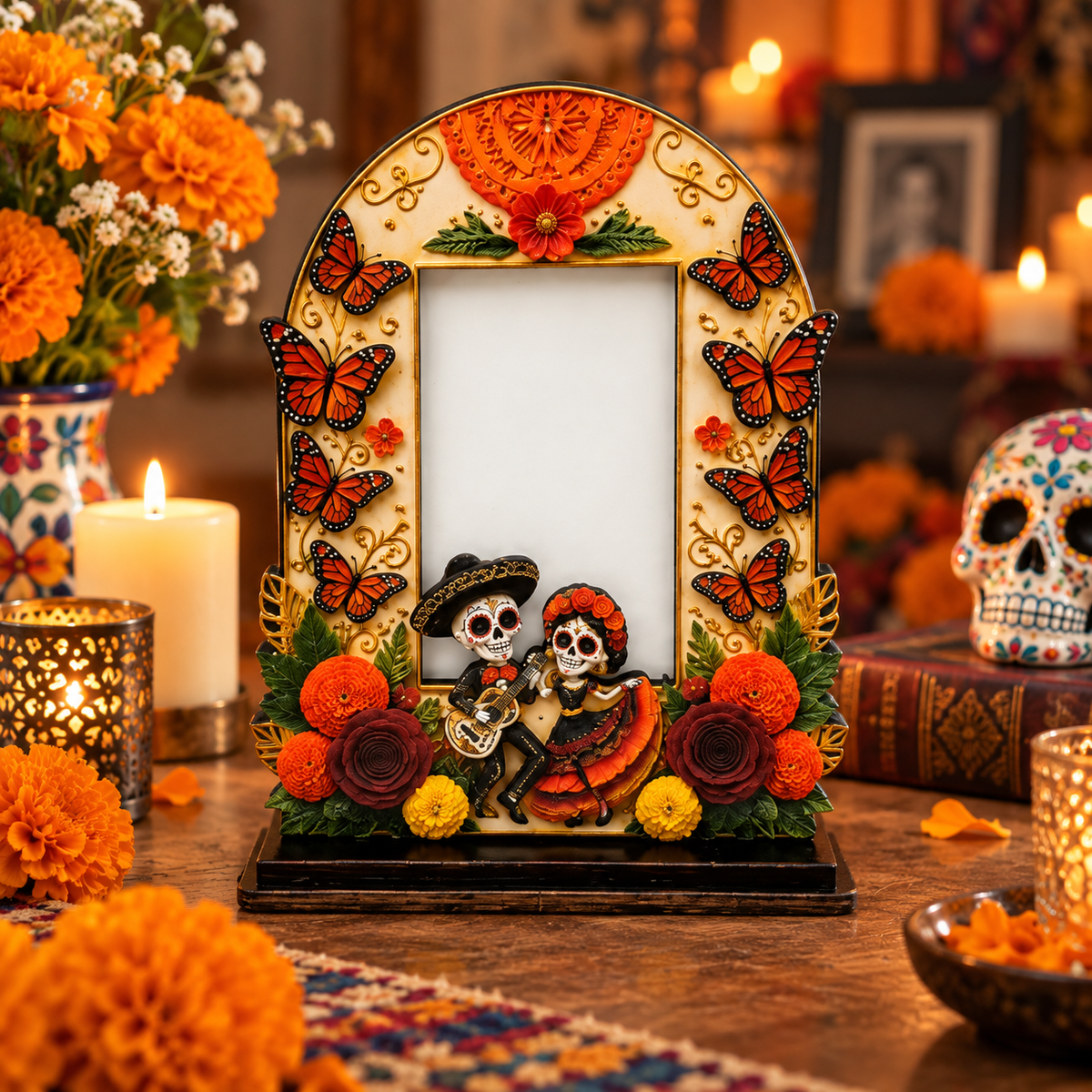 Day of the Dead Memorial Photo Frame Set – 6 Colorful Wooden Ofrenda Frames