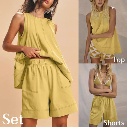 Women's Cotton Two Piece Set Tank Top and Shorts