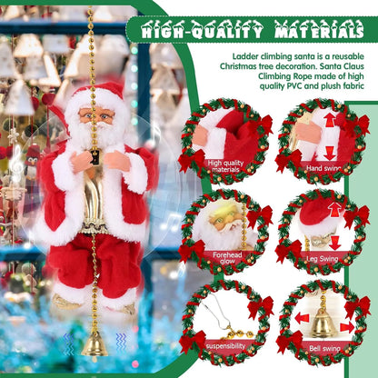 2026 Electric Climbing Santa Christmas Ornament - Battery-Powered