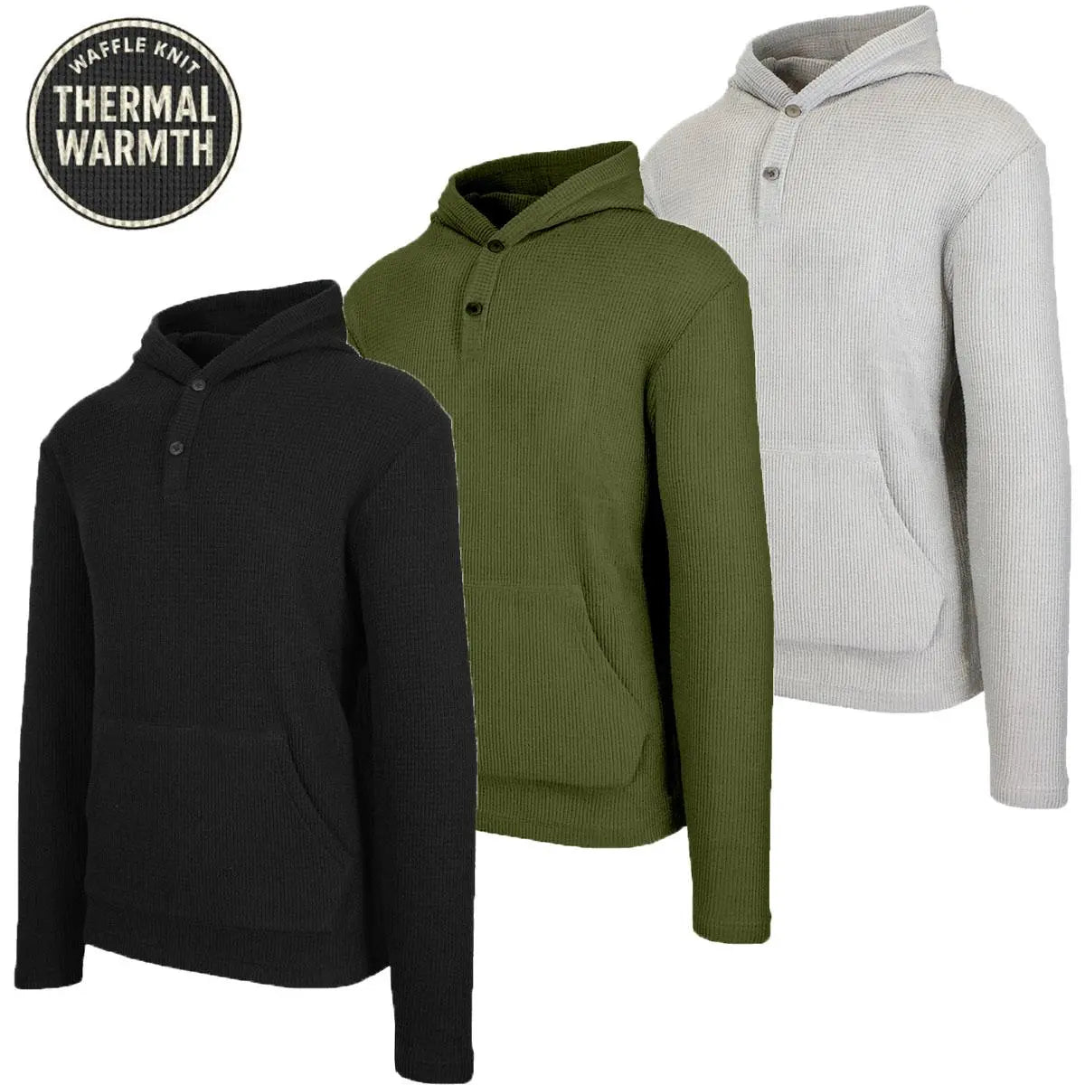 Men's Multi Pack Waffle Knit Pullover Hoodie
