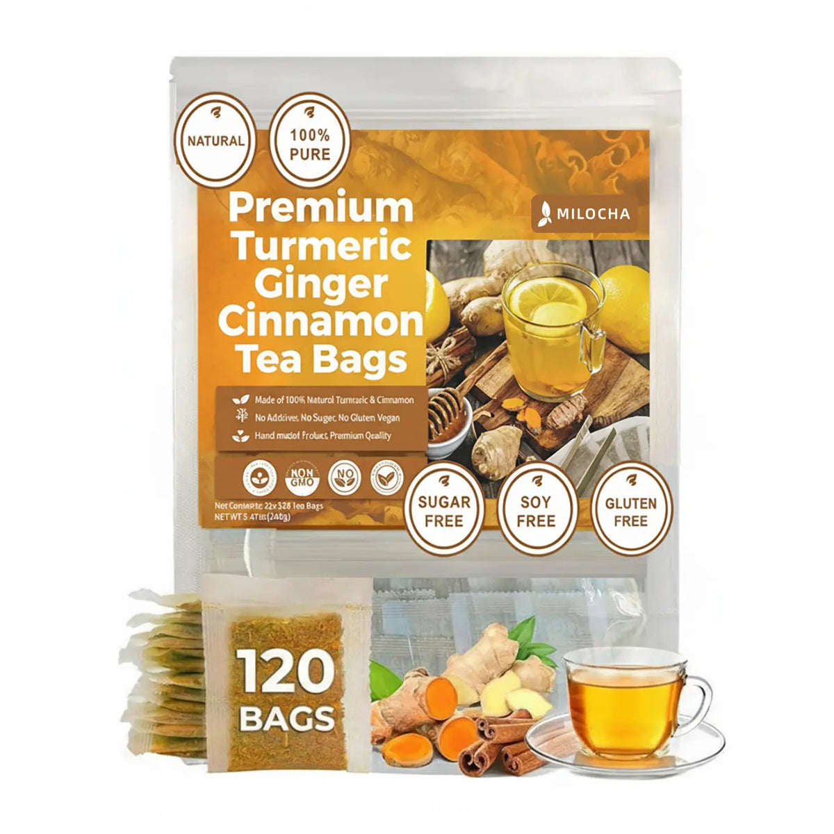 Turmeric Ginger Cinnamon Tea Bags 120 Pack