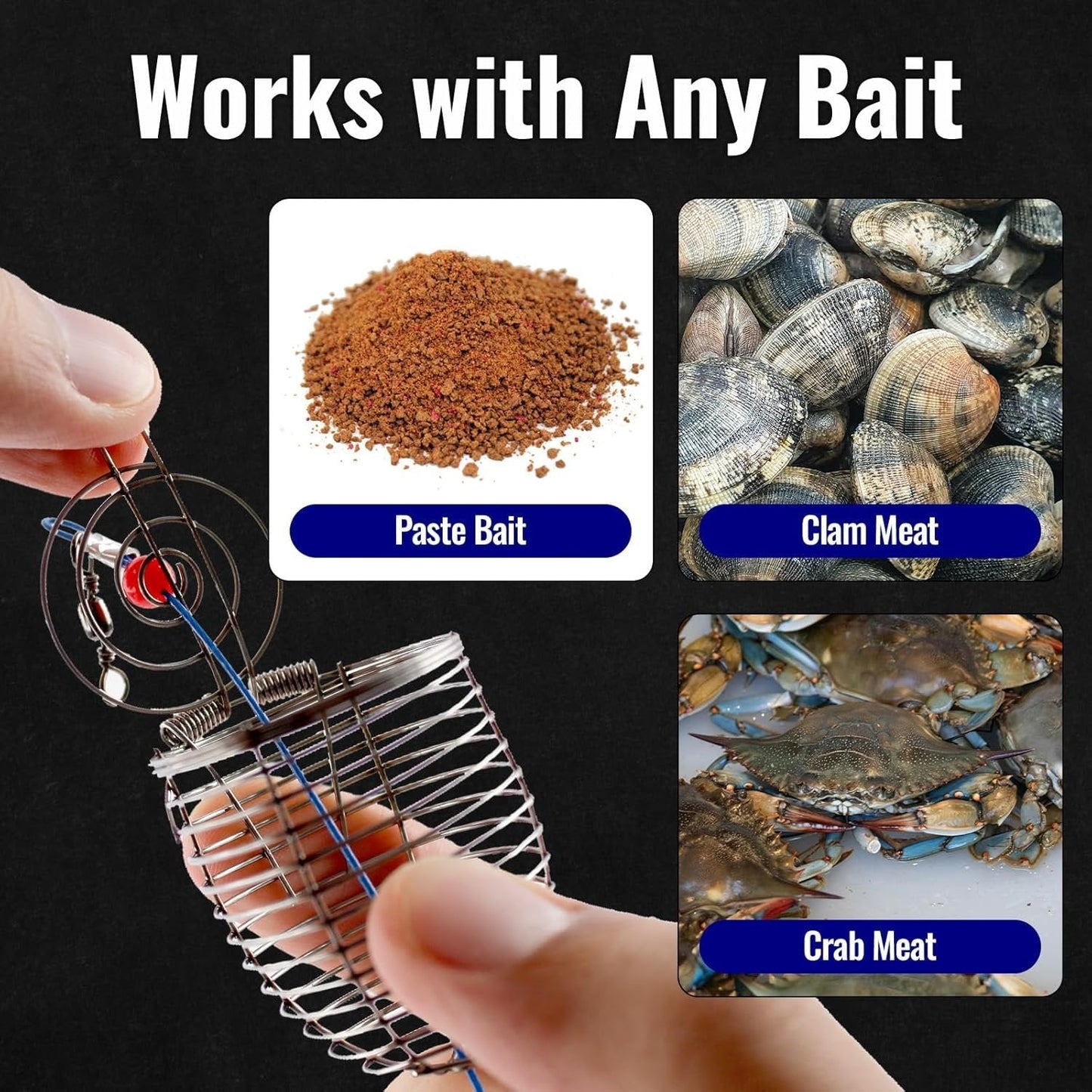 Stainless Steel Fishing Bait Cage Trap Basket Feeder Holder- Fishing Rig Attachment