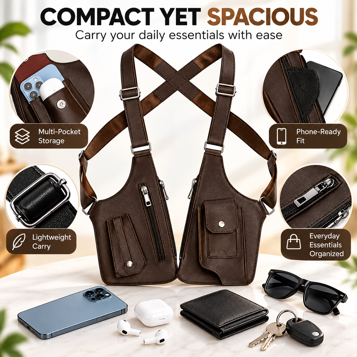 🔥-Premium Leather Adjustable Underarm Shoulder Bag for Men & Women