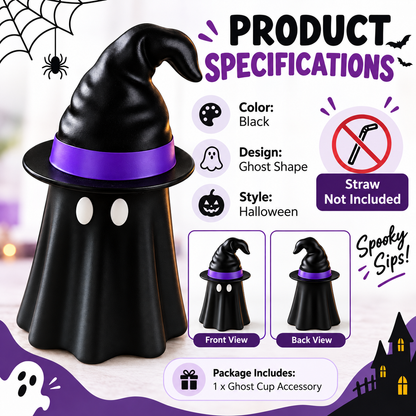 👻 Spooky Ghost Can Holder with Witch Hat Lid 🎃