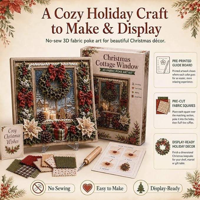 3D Christmas Fabric Poke Art Kit-Creative Christmas Decoration Gift for Adults