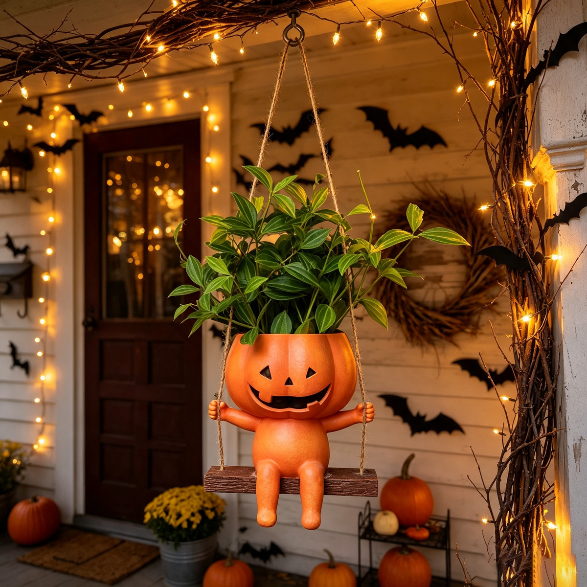 Swing Pumpkin Man Flower Pot