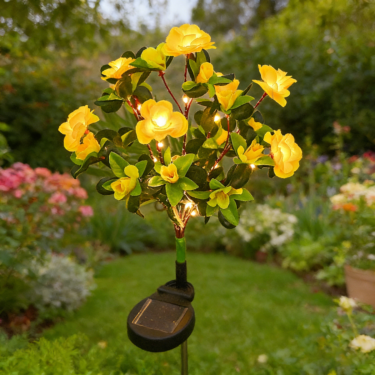 🔥LED Solar Flower Lights Rhododendron Outdoor Simulated Flower Lamp